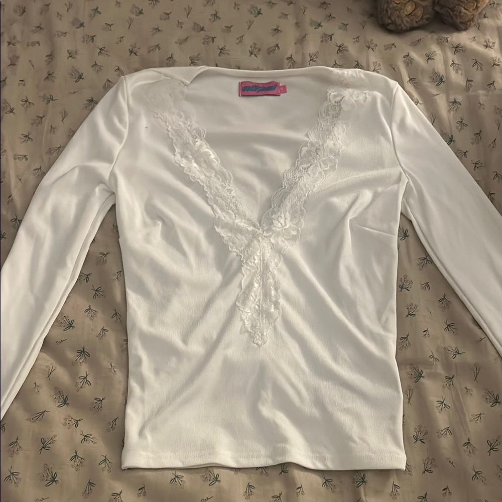 Edikted White Fitted Embellished Blouse